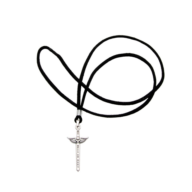 Intercession St Michael Sword Necklace (Antique Silver - Cord) - Image 1